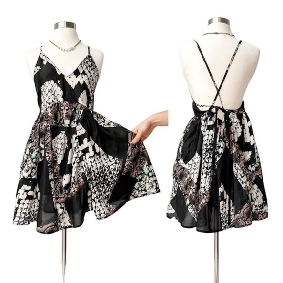 ACNE Studios Black Tan  Printed Ballerina Silk Backless Dress 2010 34 (XS) - Picture 15 of 16